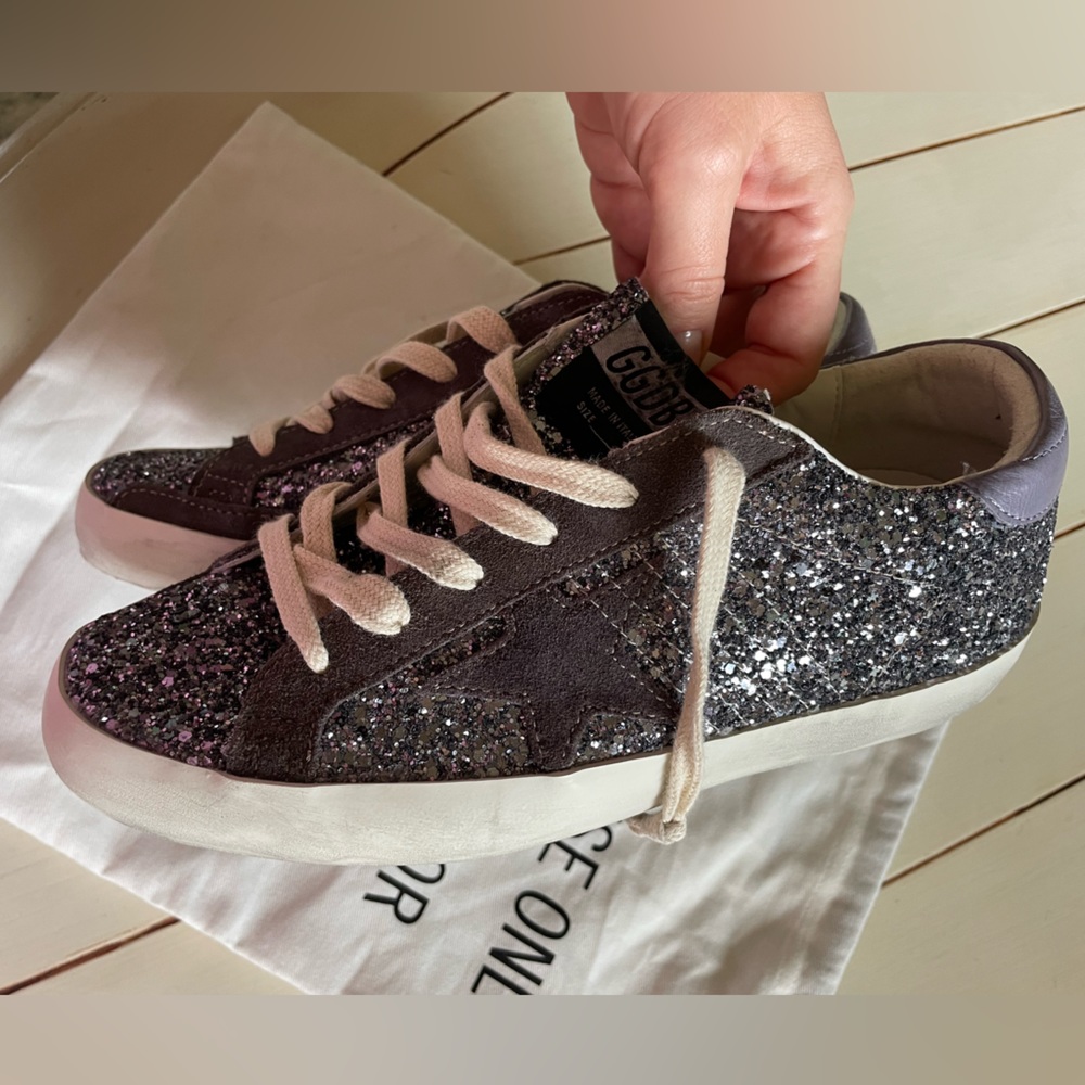 Golden Goose Super Star Low Top Sneaker - Glitter Sparkle - Size 8 - Brand New - Picture 14 of 16